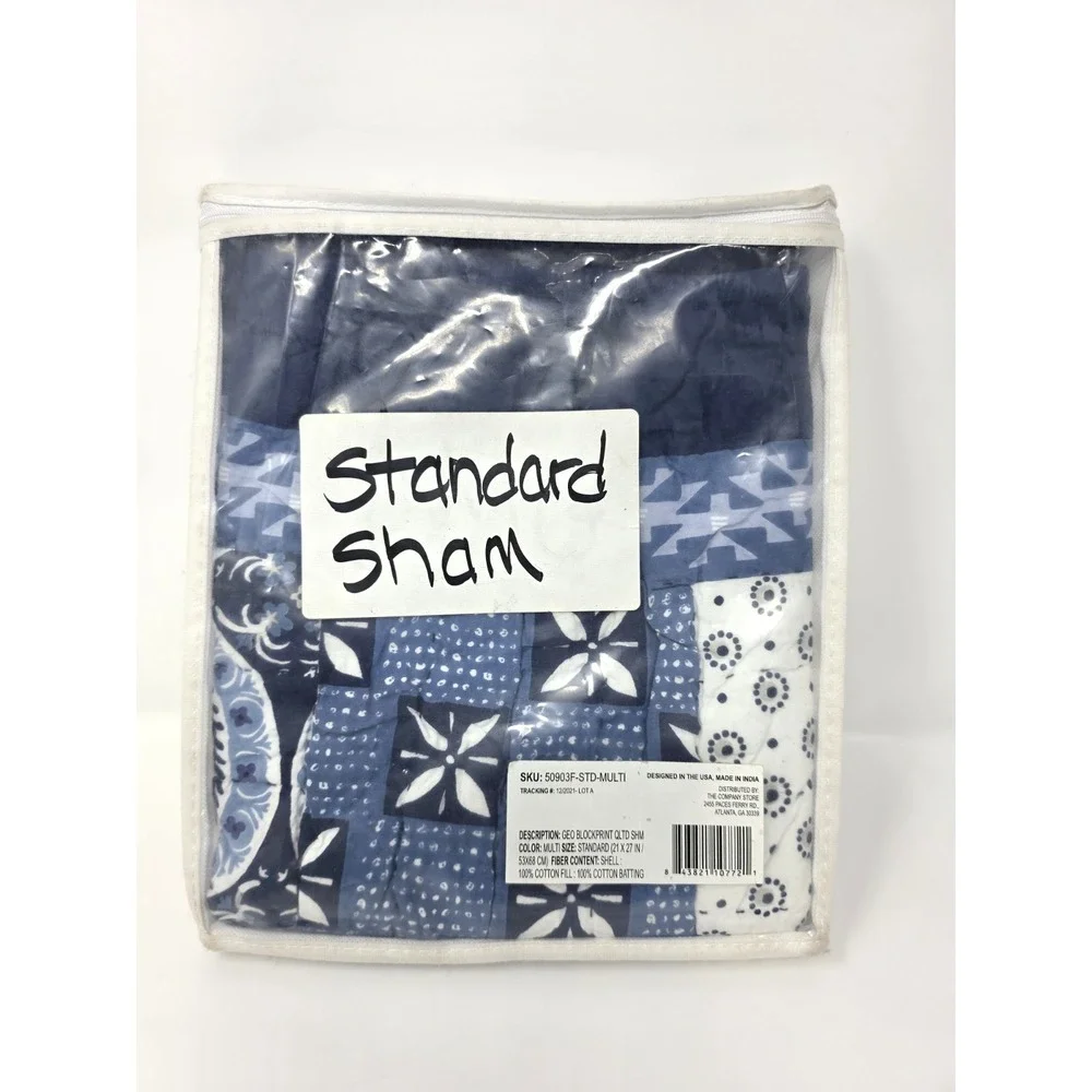 Company Store Geo Blockprint Standard Quilted Sham 27 In X 21 In NWT‎